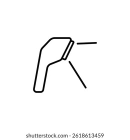 Streamlined depiction of a handheld shower head with water flow
