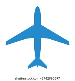 Streamlined jetliner soaring through clear skies with bold blue silhouette