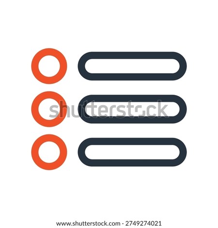 Streamlined List Selector Symbol Adorned with Vibrant Orange Dots
