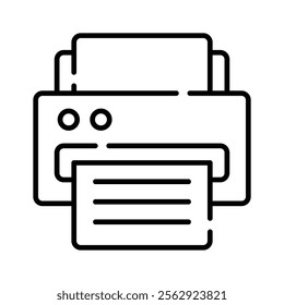 A streamlined printer icon representing printing functionality for documents, images, and more