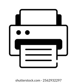 A streamlined printer icon representing printing functionality for documents, images, and more