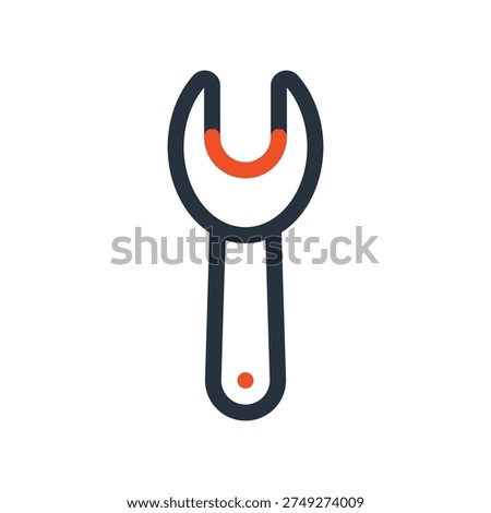 Streamlined Spanner Symbol Indicating Tool or Adjustment