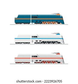 Streamlined Steam Locomotive. Side view. Vector illustration