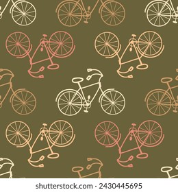 Streamlined stitching style seamless pattern with hand drawn bikes. Perfect print for paper, textile and fabric. Doodle vector illustration.




