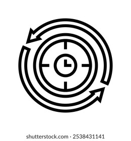 Vector de icono de línea de proceso de negocio. Simplificación de la señal de proceso de negocio. Ilustración negra de símbolo de contorno aislado