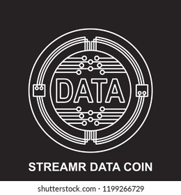 streamr data coin Cryptocurrency  icon with black background