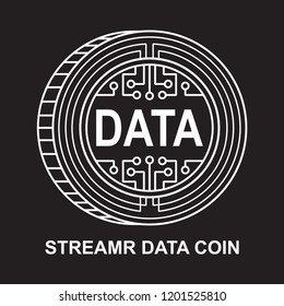 streamr data coin Cryptocurrency  icon with black background