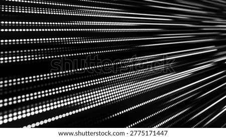 Streams of light rapidly pierce the darkness, forming rhythmic paths. A bright point acts as an impulse, carrying movement and energy through space. Vector