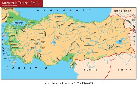 Turkey Physical Map Royalty Free Images Stock Photos Pictures   Streams Rivers Map Turkey 260nw 1719196690 