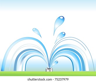 streem of water with drop - stylized design
