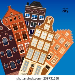 Street of abstract old houses. Vector background.