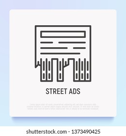 Street ads thin line icon. Modern vector illustration.