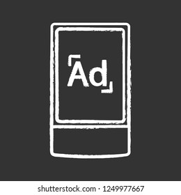 Street advertising lightbox chalk icon. Outdoor scrolling billboard stand. LED advertising light box. Outdoor scroller. Marketing. Isolated vector chalkboard illustration