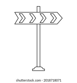 Street arrow vector icon.Outline vector icon street arrow isolated on white background .