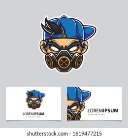 Street Art Cool Vector Head With Blue Hat
