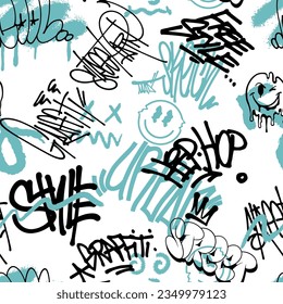 Street art graffiti seamless pattern