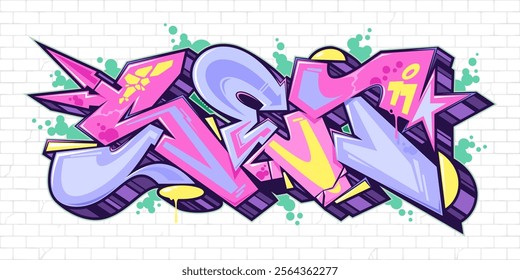 Street Art Hip Hop Abstract Word Set Graffiti Style Font Lettering Vector Illustration Template Art