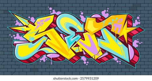 Street Art Hip Hop Abstract Word Set Graffiti Style Font Lettering Vector Illustration Template Art