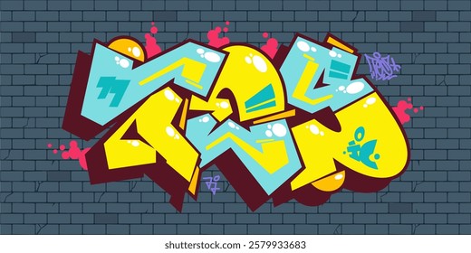 Street Art Hip Hop Abstract Word Tes Graffiti Style Font Lettering Vector Illustration Template Art