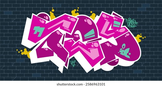 Street Art Hip Hop Abstract Word Tes Graffiti Style Font Lettering Vector Illustration Template Art