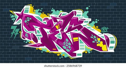 Street Art Hip Hop Abstract Word Tes Graffiti Style Font Lettering Vector Illustration Template Art