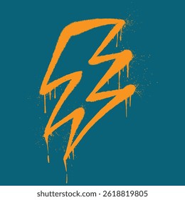 Street art bliksemschicht met feloranje spray verf en druppeleffect.