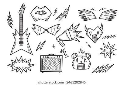 street art or punk style hand drawn graphic element vector set for decorating your artwork