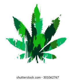 Street art of weed leaf