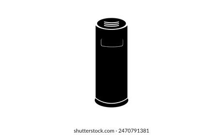 street Ashtray Bin, black isolated silhouette