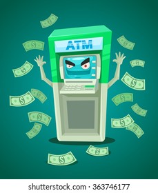 Street ATM teller. Vector flat illustration