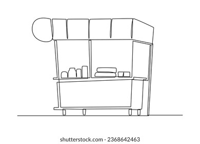 Street bakery, Concept of traditional market, simple line market. Black and white design of traditional market. Vector illustration.