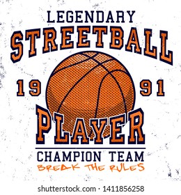 street ball player t shirt print textile graphic design