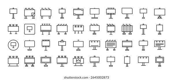 Faixa de Rua dos Ícones de Linha Relacionados. Outline Signs para Gráficos e Web Design, Apps, Anúncios, Vários Cartões 