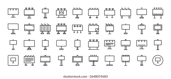 Pacote de Ícones de Linha de Faixa de Rua. Outline Signs para Gráficos e Web Design, Apps, Anúncios, Vários Cartões 