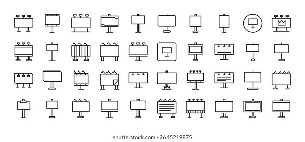 Conjunto de ícones de linha de faixa de rua. Outline Signs para Gráficos e Web Design, Apps, Anúncios, Vários Cartões