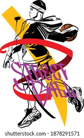 the street basketball player with basketball ball in his hand