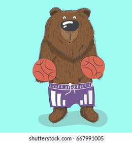 street basketball player bear vector design for kids tee