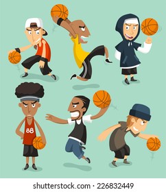 Street basketball players illustration cartoons