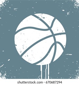 Street Basketball Symbol Painted On Wall With Grunge Texture Minimal Editable Vector