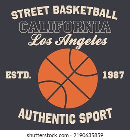 Street basketball t-shirt graphic design. Vector