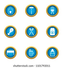 Street BBQ icons set. Flat set of 9 street BBQ vector icons for web isolated on white background