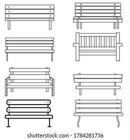 Street bench icon vector illustration set. Park illustration sign collection.