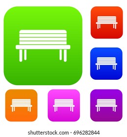 Street bench set icon in different colors isolated vector illustration. Premium collection