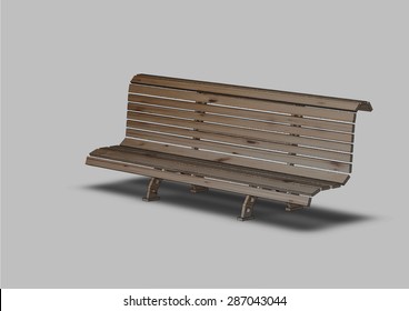 Street bench from a tree with a metal framework