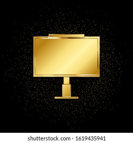 street billboard gold icon. Vector illustration of golden particle background.