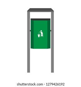 Street bin green vector side view icon. Disposal ecology junk refuse concept. Industry trash garbage