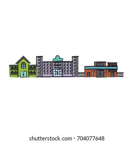 street with buildings icon
