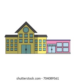 street with buildings icon