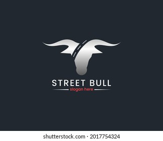 Street Bull Logo für Business-Logo, Technologie, Sport, Team-Logo oder Maskottchen.