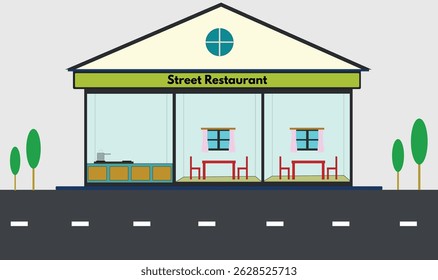 Street business restaurant house vector illustration for use.